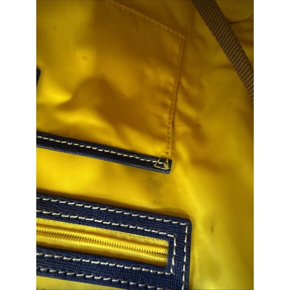 Dooney & Bourke DB Navy Blue White Shoulder Handbag Bag Tote Purse Zip Pockets - Picture 4 of 16